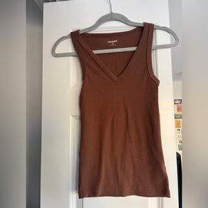 Brown Ribbed Tank Top